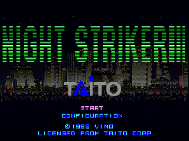 Night Striker title screen for Playstation